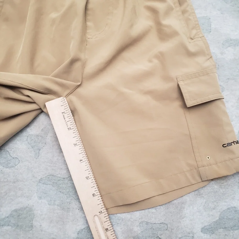 Carhartt Shorts Youth Medium Tan Cargo Pockets Drawstring Workwear